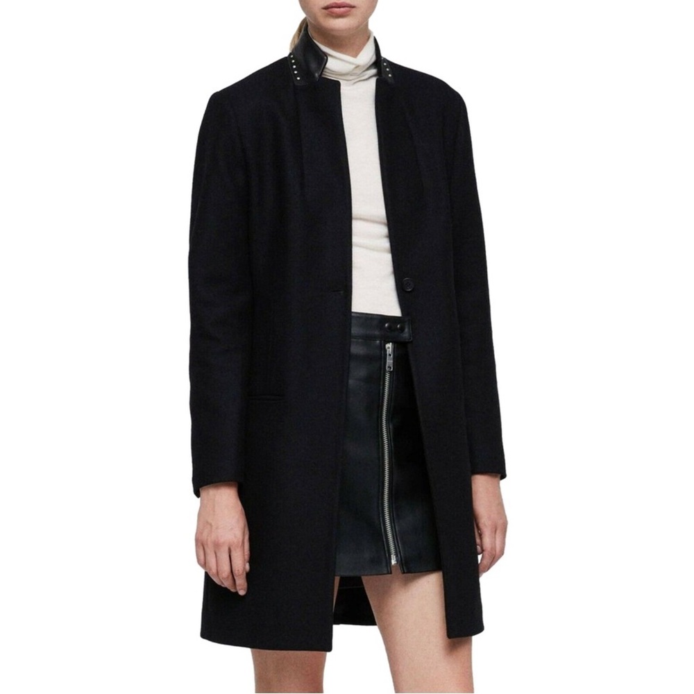 allsaints leni stud coat in black size 2